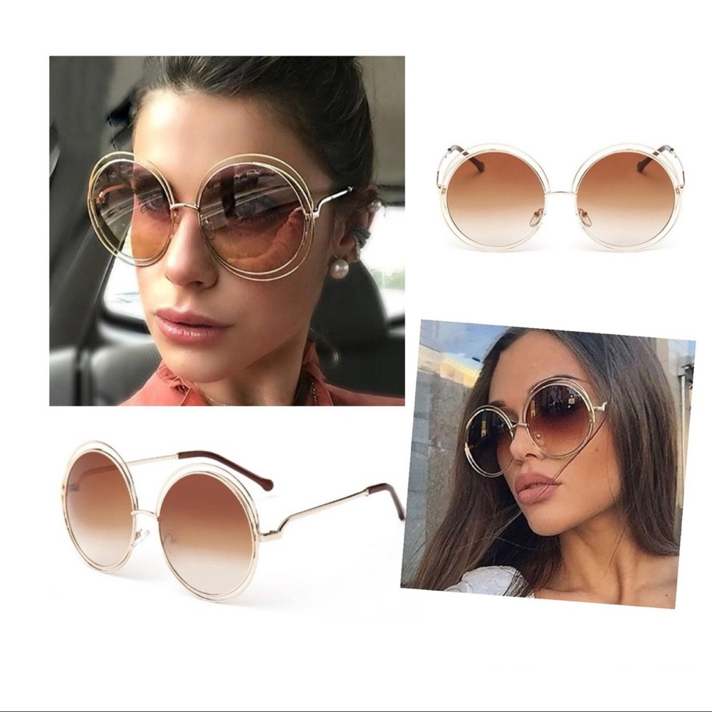 Lot of 3  
-2024 New Round Oversize Big Women Alloy Sunglasses